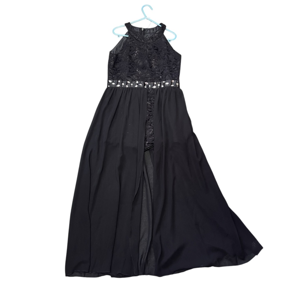 Iefiel - Girls Black Dressy Beaded Romper Sz 10